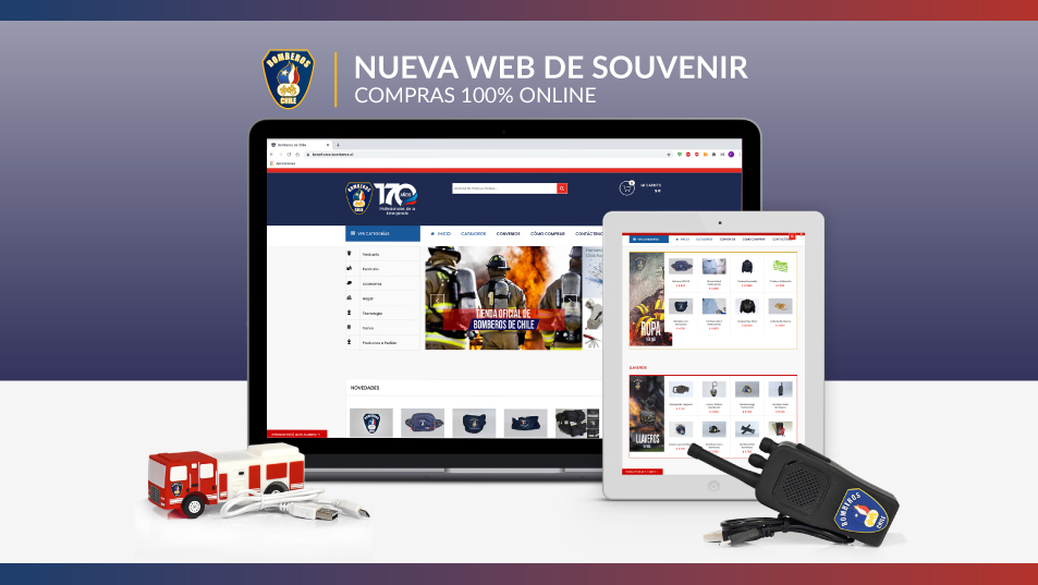 Ya está disponible la nueva tienda online de Souvenir de Bomberos de Chile